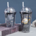 Doppelte Plastikbecher kreativer Planet Cartoon Water Cup